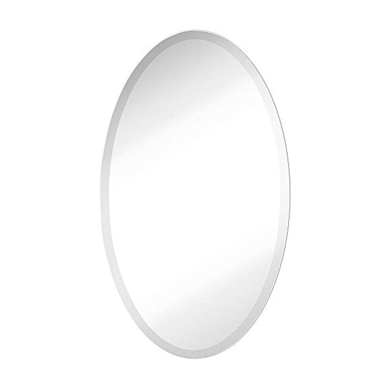 Large Simple Round Streamlined 1 Inch Beveled Oval Wall Mirror (24" x 36")