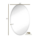 Large Simple Round Streamlined 1 Inch Beveled Oval Wall Mirror (24" x 36")