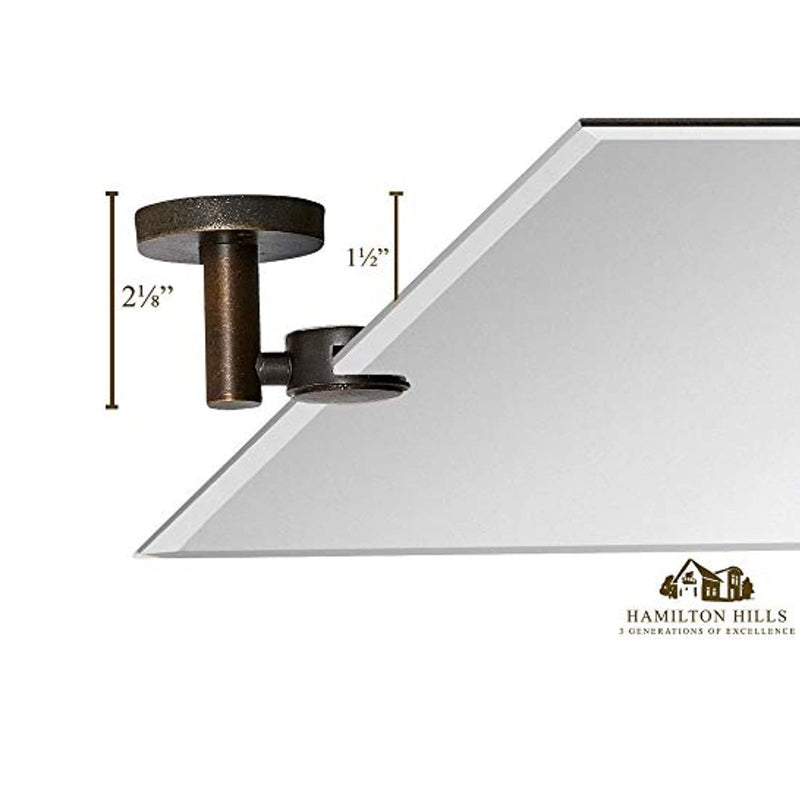 Large Pivot Rectangle Mirror with Oil Rubbed Bronze Wall Anchors 20" x 30" Inches