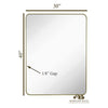Contemporary Brushed Metal Wall Mirror | Glass Panel Gold Framed Rounded Corner Deep Set Design  (30" x 40")
