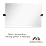 Large Pivot Rectangle Mirror with Oil Rubbed Bronze Wall Anchors 24" x 36" Inches