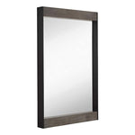 Black Metal Mirror with Natural Gray Wood Side Accents