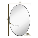 Contemporary Polished Metal Wall Mirror | Oval Polished Silver Framed (24" x 36")