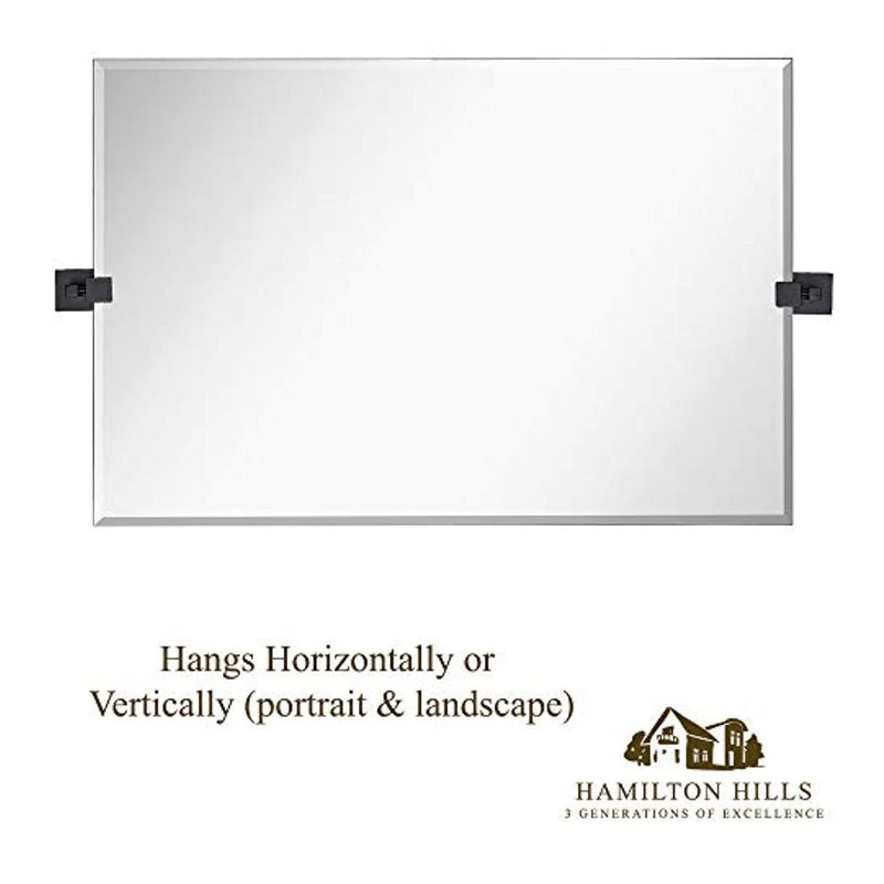 Hamilton Hills 24" x 36" Rectangle Square Black Pivot Mirror