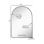 Top Rounded Corner Deep Set Brushed Silver Metal Wall Mirror(24" x 36")