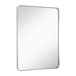Contemporary Brushed Metal Wall Mirror | Glass Panel Silver Framed Rounded Corner Deep Set Design (30" x 40")
