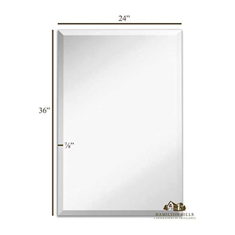 Premium Frameless 24x36 Mirror - Silver Rectangle Beveled Mirror