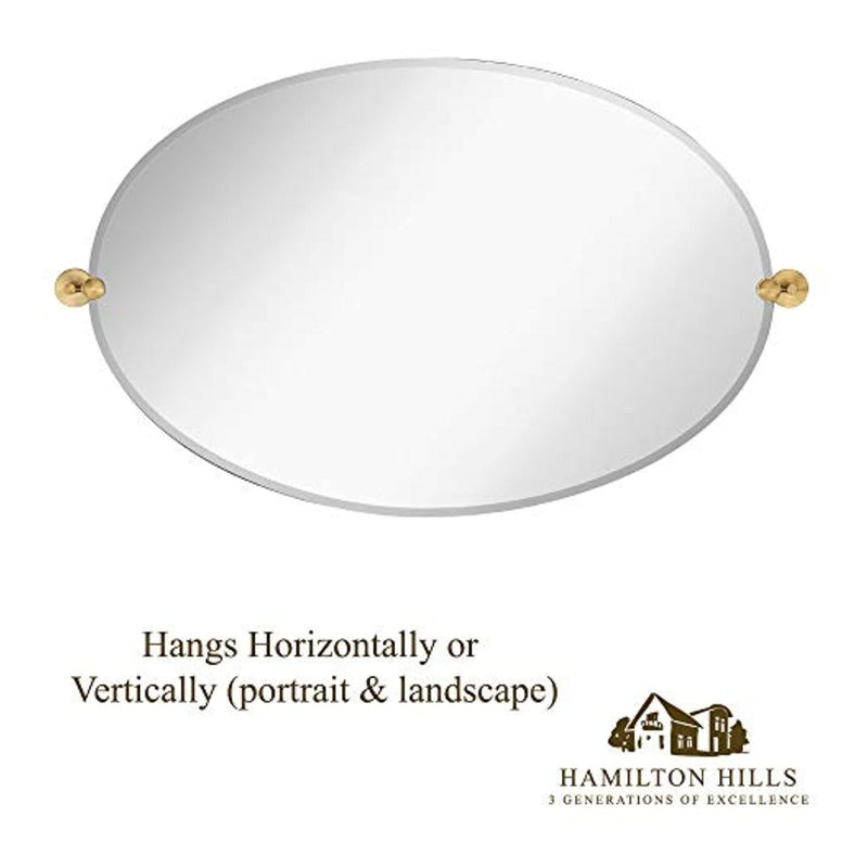 Hamilton Hills 24" x 36" Oval Round Gold Pivot Mirror