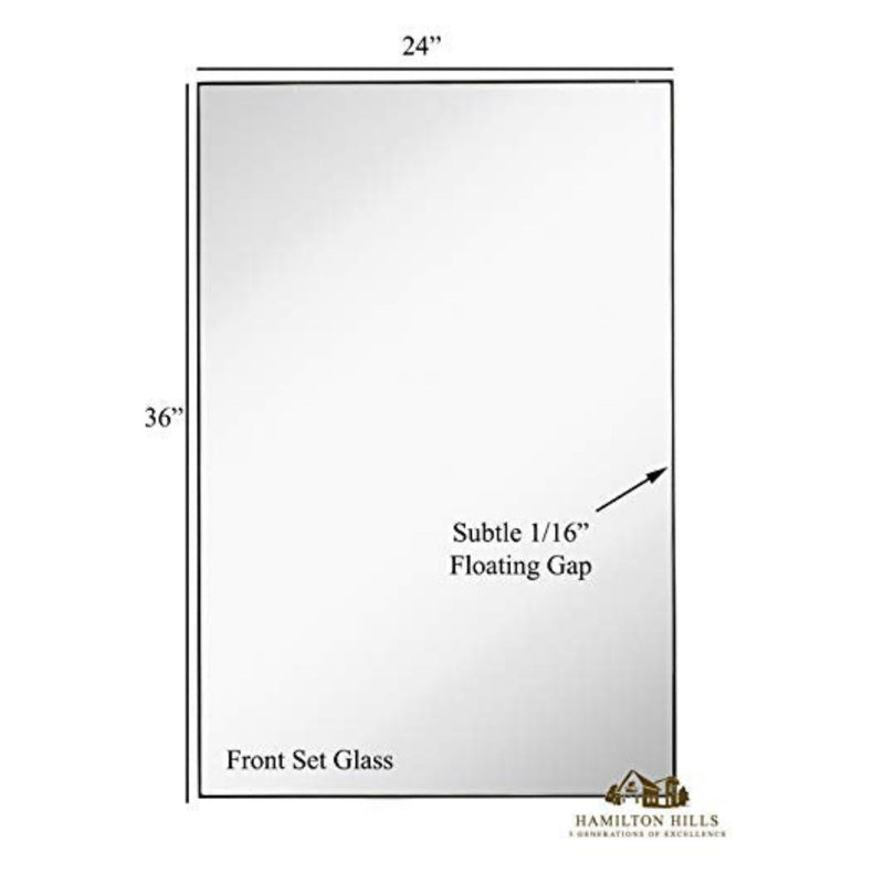 Contemporary Brushed Metal Wall Mirror (24" x 36", Matte Black)