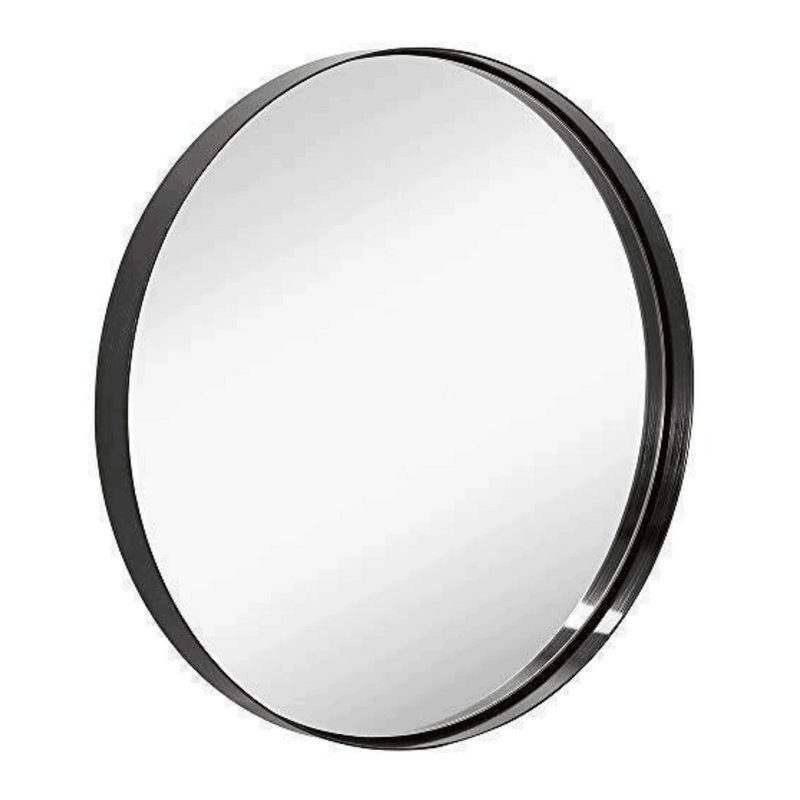 24" Black Circle Deep Set Metal Round Frame Mirror