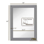 Large Framed Wall Mirror with Smoke Gray 3 Inch Angled Beveled Mirror Frame (30" x 40")
