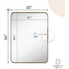 Contemporary Polished Metal Wall Mirror | Glass Panel Polished Gold Framed (22" x 30")