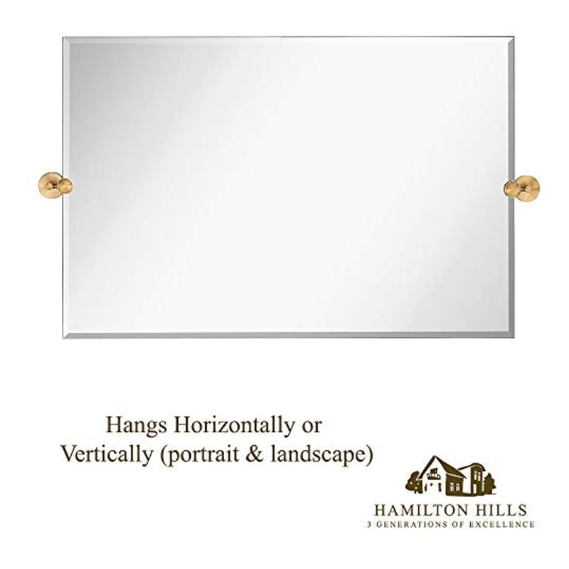 Hamilton Hills 30" x 40" Rectangle Round Gold Pivot Mirror