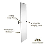Large Squared Modern Pivot Rectangle Mirror with Polished Chrome Wall Anchors 30" x 40" Inches