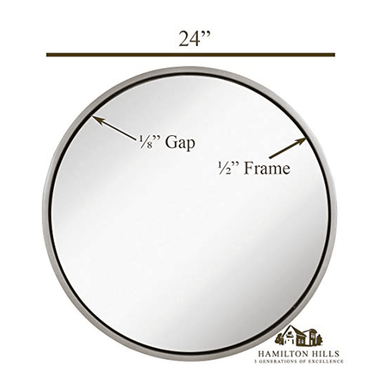 24" Floating Antiqued Silver Circle Mirror