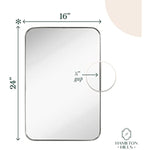 Contemporary Polished Metal Wall Mirror | Glass Panel Polished Silver Framed (16" x 24")