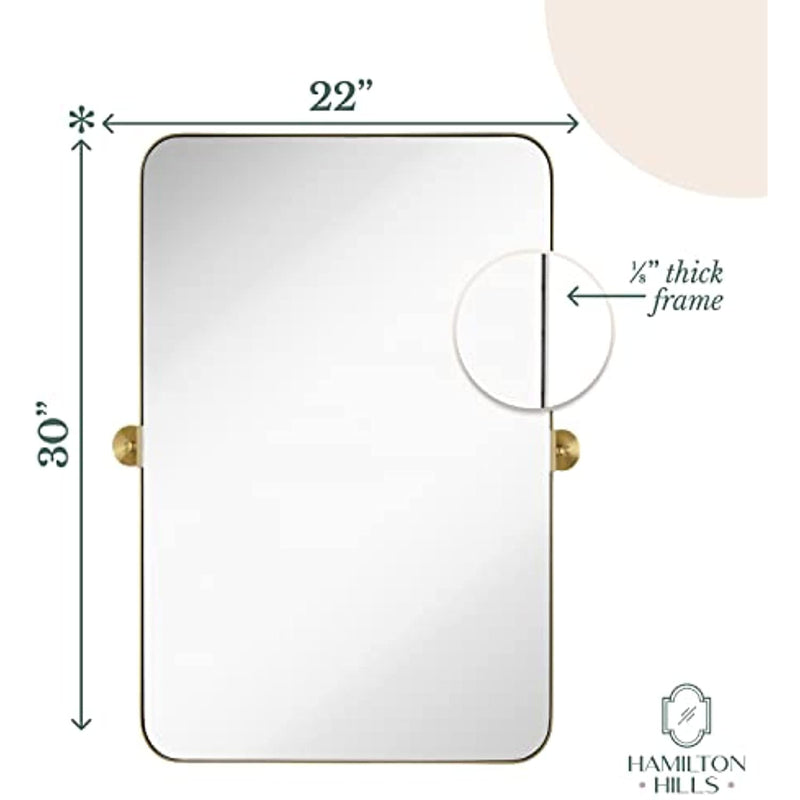 Gold Metal Surrounded Round Pivot Mirror 22" x 30
