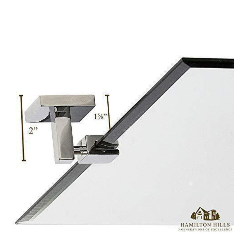 Large Squared Modern Pivot Rectangle Mirror with Polished Chrome Wall Anchors 30" x 40" Inches