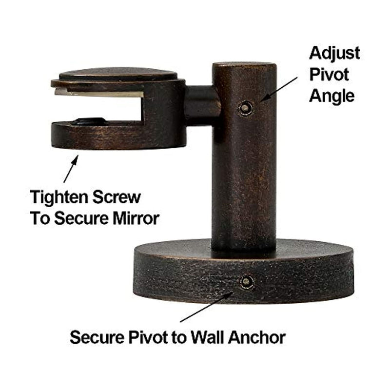 Round Bronze Pivot Mirror Hardware Tilting Anchors