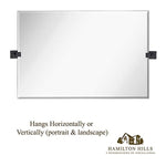 Hamilton Hills 30" x 40" Rectangle Square Black Pivot Mirror