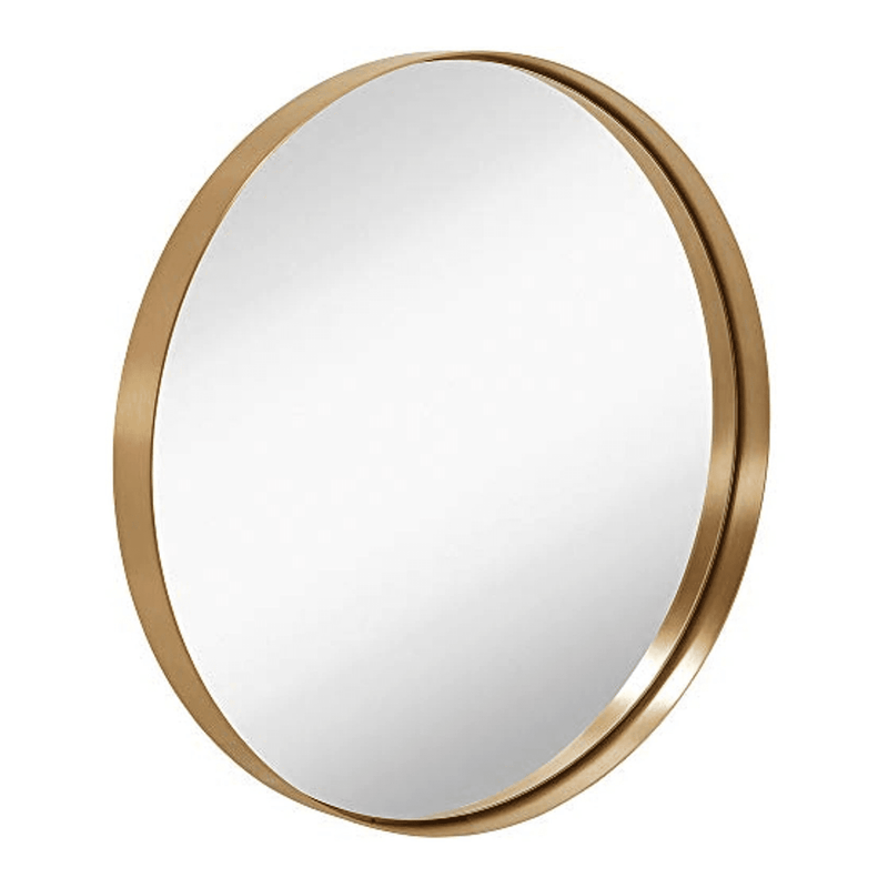 24" Gold Circle Deep Set Metal Round Frame Mirror