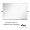 Large Tilting Pivot Rectangle Mirror with Brushed Chrome Wall Anchors 24" x 36"