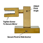 Square Brushed Gold Pivot Mirror Hardware Tilting Anchors