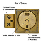 Square Brushed Gold Pivot Mirror Hardware Tilting Anchors