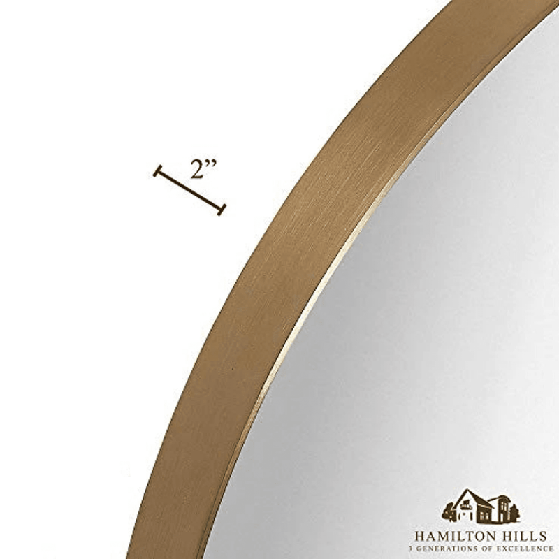 24" Gold Circle Deep Set Metal Round Frame Mirror
