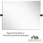 Large Pivot Rectangle Mirror with Oil Rubbed Bronze Wall Anchors  30" x 40" Inches