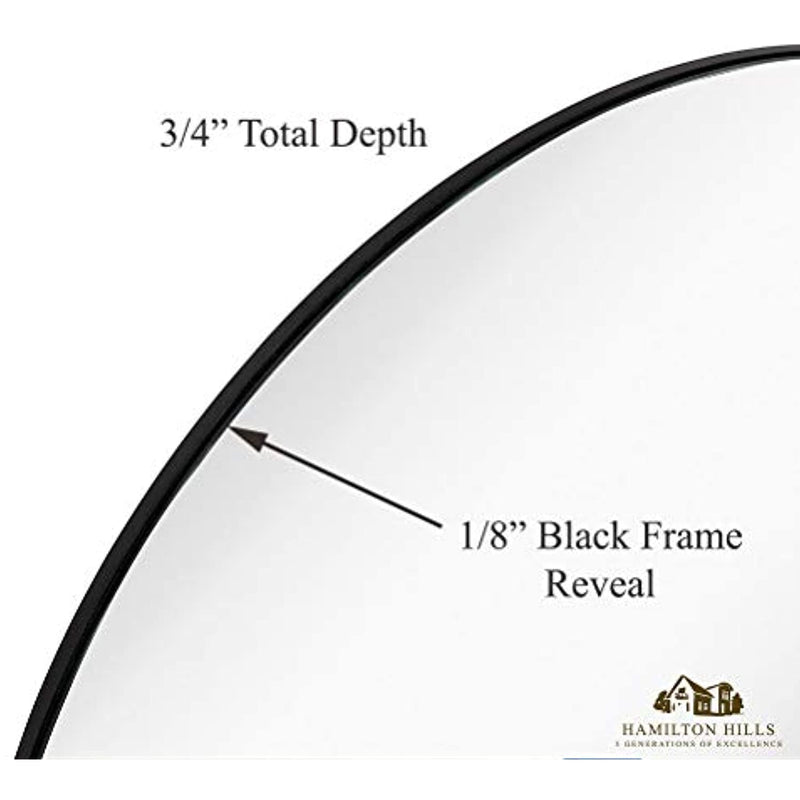 Contemporary Thin Black Edge Circular Wall Mirror (24" Round)