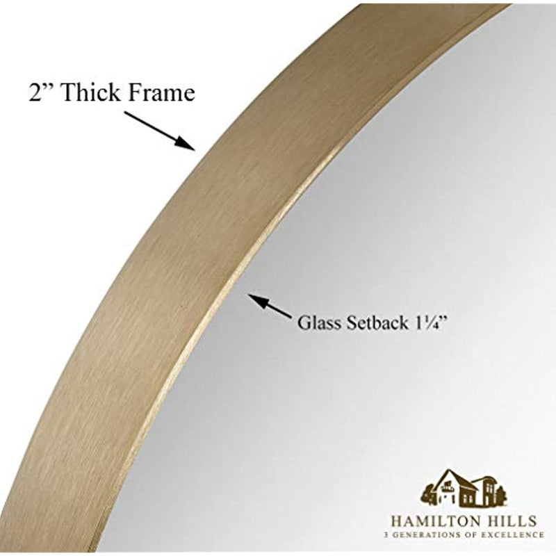 18" Gold Circle Deep Set Metal Round Frame Mirror Contemporary Gold Wall Mirror