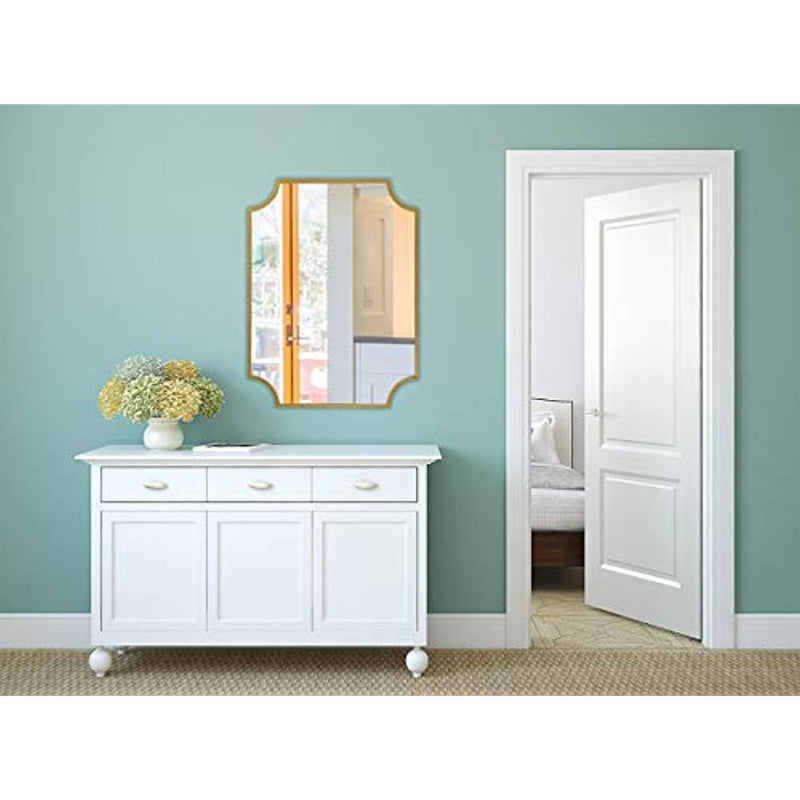 Gold Framed Mirror - Wall-Mounted Scalloped Mirror 30 x 40 Inches
