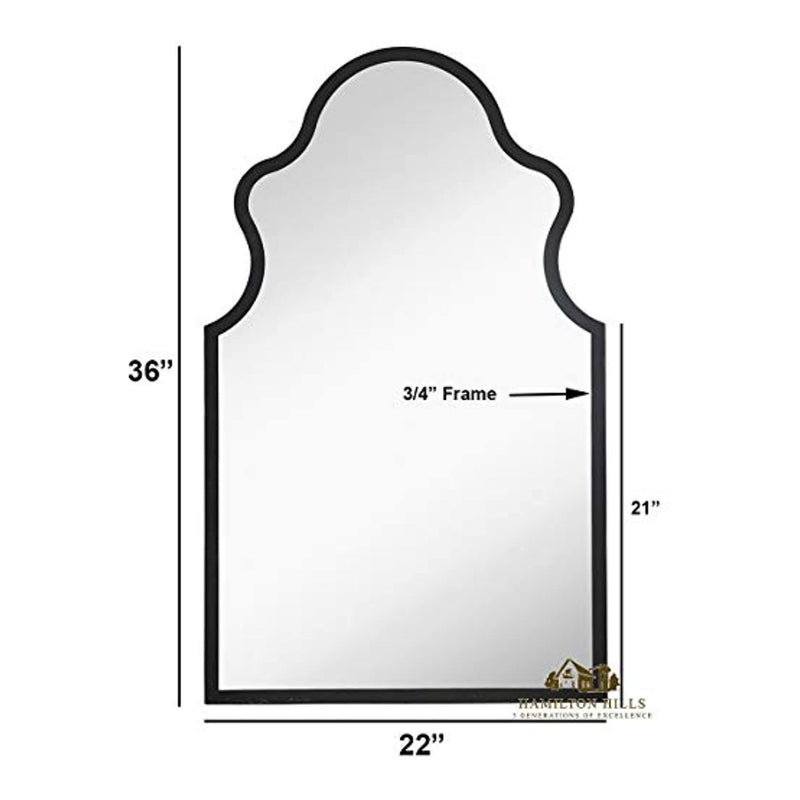 Hamilton Hills Arched Mirror Black Framed Wall Mirror with Queen Anne Design 22" x 36"