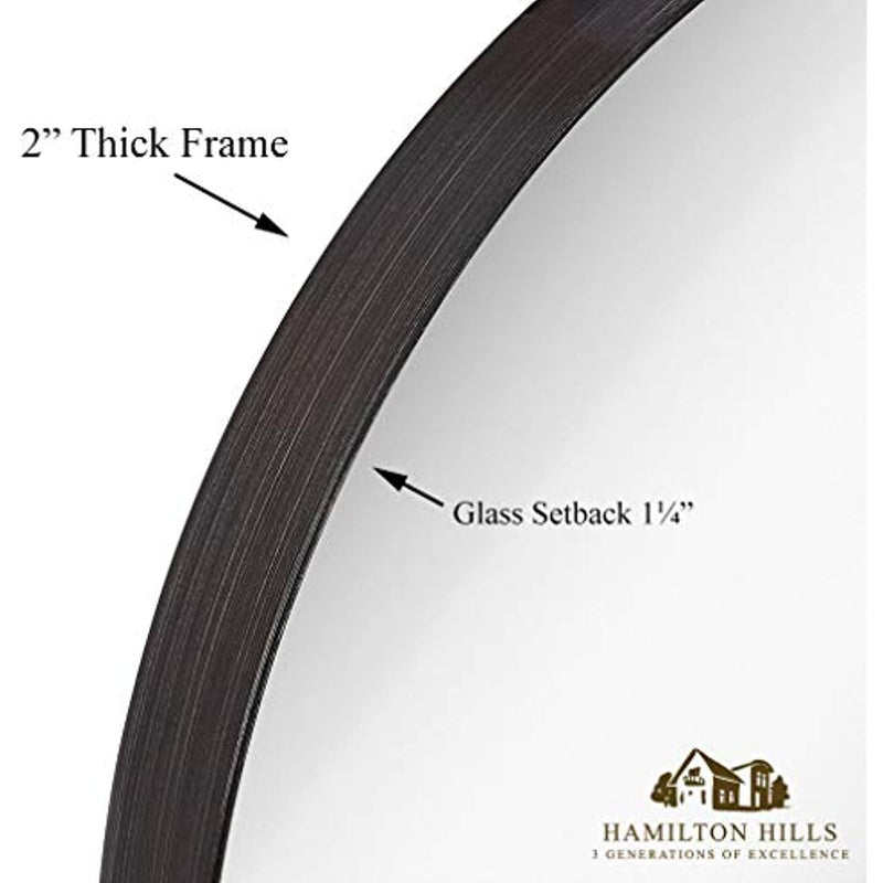 Contemporary Brushed Metal Black Wall Mirror (18" Round)