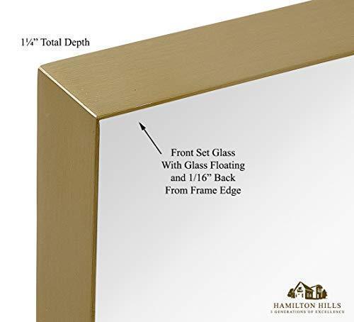 Squared Corner Deep Frame Brushed Metal Gold Framed Wall Mirror (22" x 30")