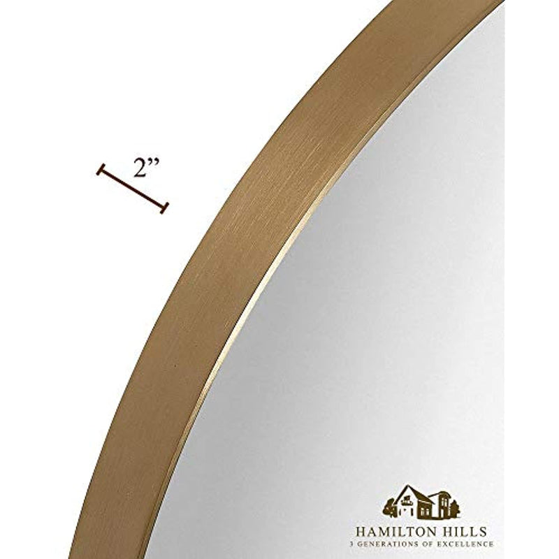 Contemporary Brushed Metal Gold Wall Mirror (35" Round)