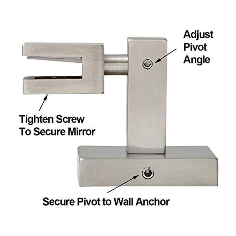 Square Brushed Silver Pivot Mirror Hardware Tilting Anchors