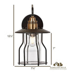 Vintage Wire Caged Glass Outdoor Wall Sconce Light