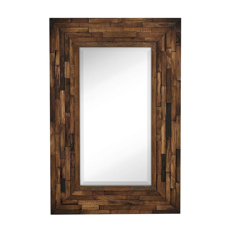 Rustic Natural Wood Framed Wall Mirror (24" x 36")