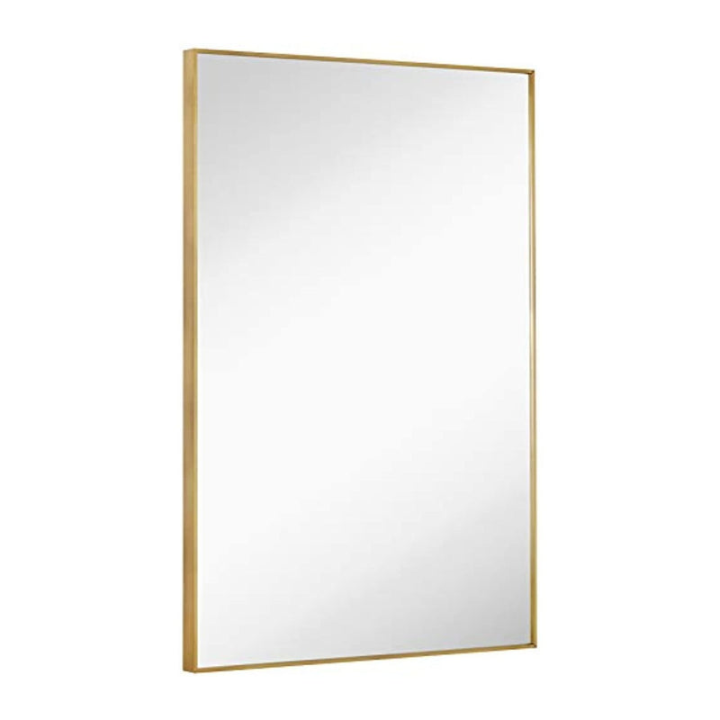 Gold Brushed Metal Vanity Mirror Simple Edge Mirrors 24"x36"