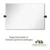 Large Tilting Pivot Rectangle Mirror with Matte Black Wall Anchors 24" x 36" Inches