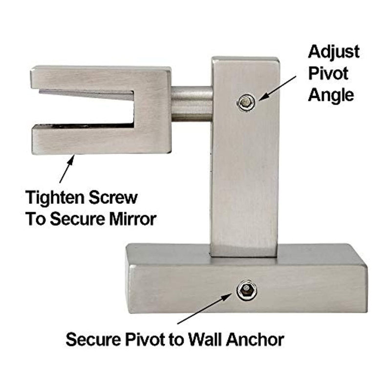 Square Polished Silver Pivot Mirror Hardware Tilting Anchors