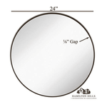 24" Silver Circle Deep Set Metal Round Frame Mirror