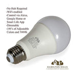 LED Multi Color Smart Bulb - A19 E26 Dimmable Color Adjustable Lightbulb