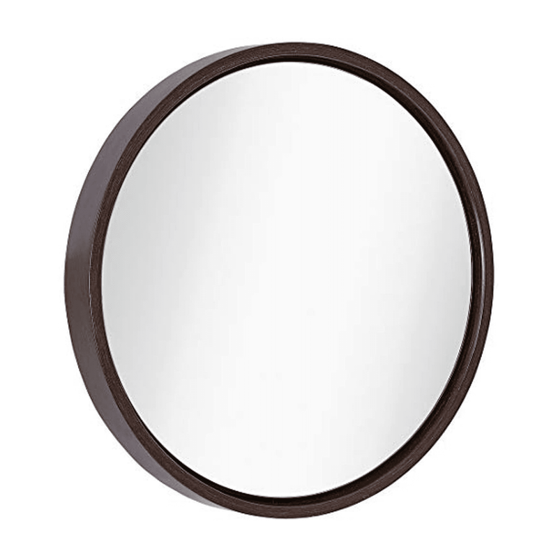 Clean Large Modern Wenge Wood 24" Circle Frame Wall Mirror