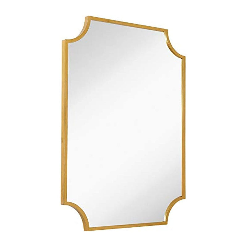 Gold Metal Framed Wall Mirror Scalloped Shape Mirror 24" x 36"