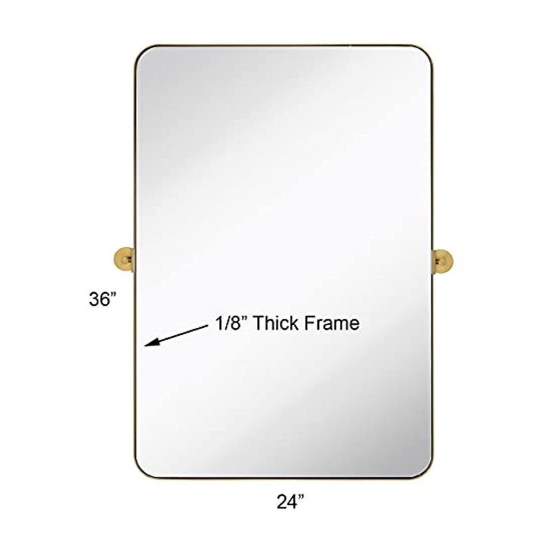 Gold Metal Surrounded Round Pivot Mirror 24" x 36"