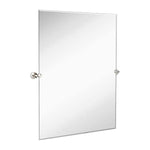 Large Pivot Rectangle Mirror with Brushed Chrome Wall Anchors 30" x 40" Inches