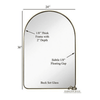 Contemporary Brushed Gold Metal Wall Mirror | Glass Panel Gold Framed Top Rounded Corner Deep Set Design (24" x 36")